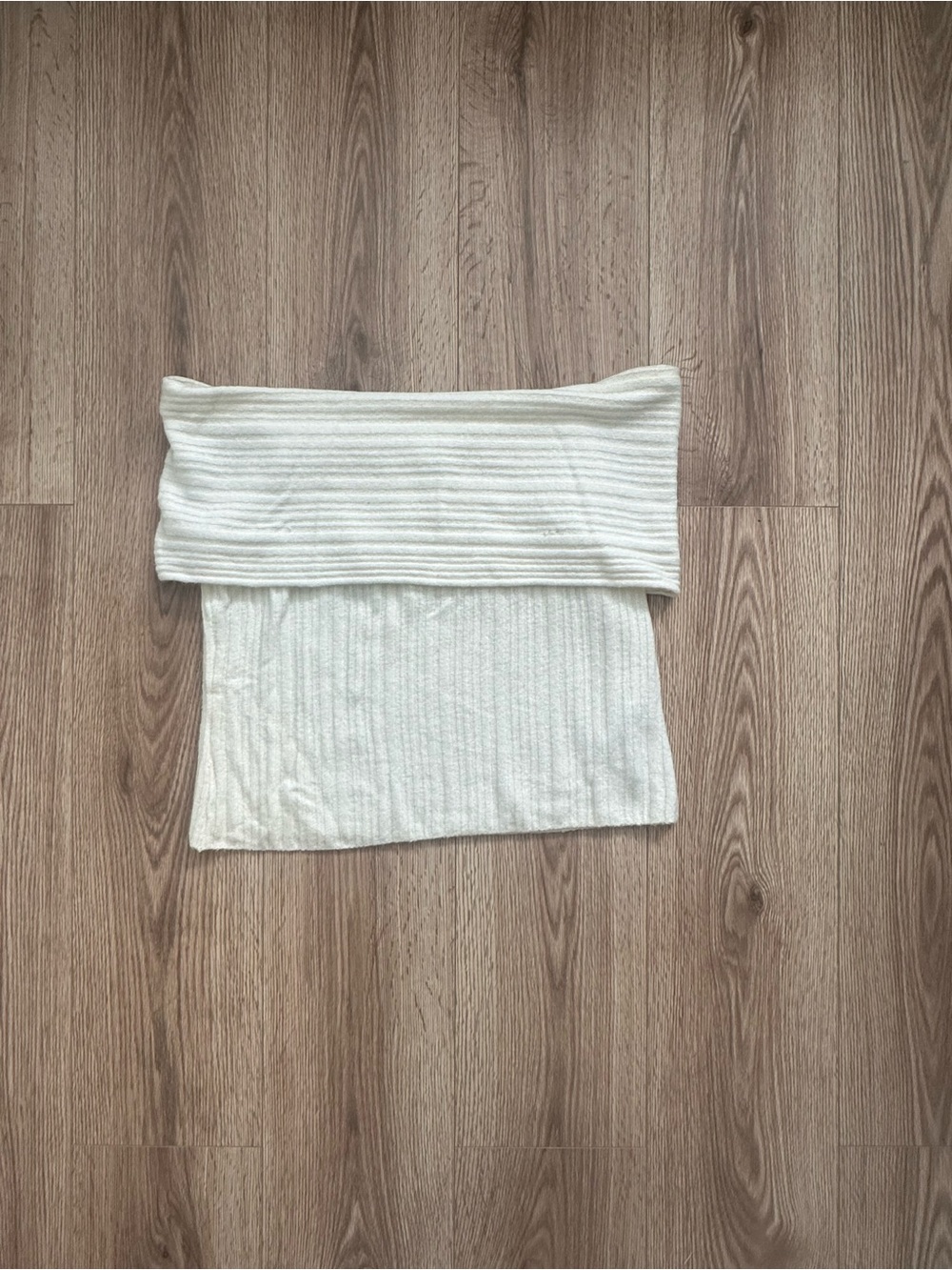 Abercrombie & Fitch Cream Ribbed Off-Shoulder Tube Top